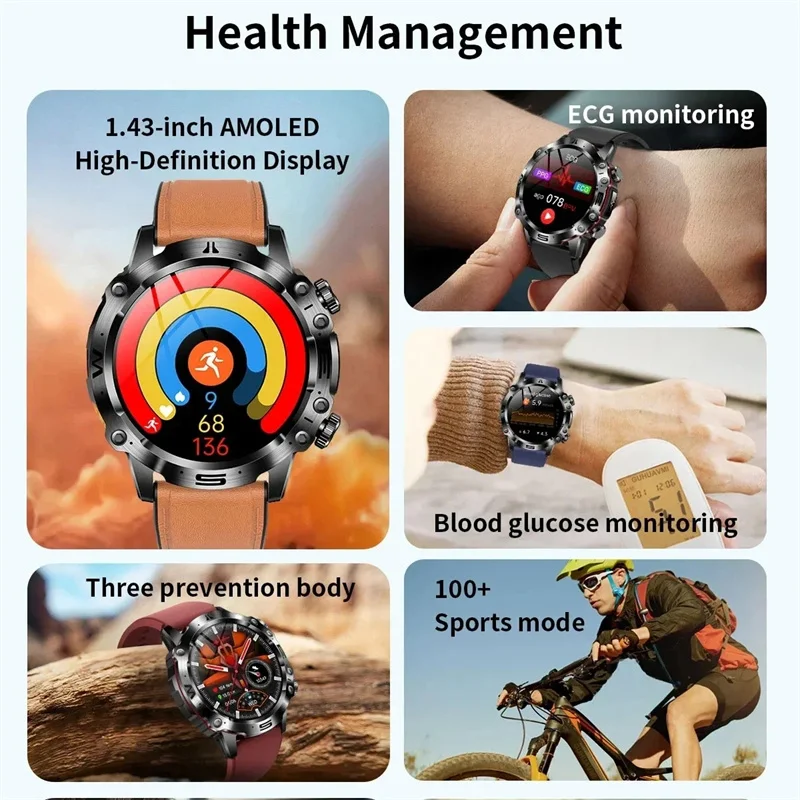 2024 neue ai medizinische Diagnose Blutfett Harnsäure Bluetooth Anruf Blutzucker Smartwatch EKG ppg Überwachung Gesundheit Smartwatch