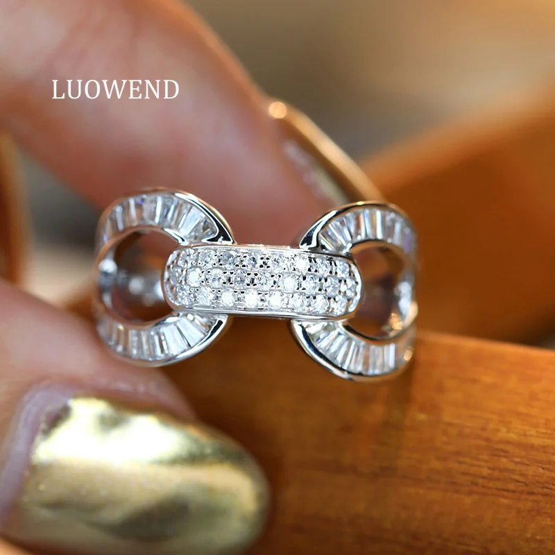 

Кольца LUOWEND из 100% белого золота 18 карат, модная цепочка в форме 0,70 карата, обручальное кольцо с настоящим натуральным бриллиантом для женщин, изящные ювелирные изделия