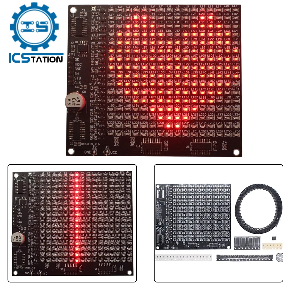 Zestaw elektroniczny DIY SMD LED Ekran reklamowy 256 jednostek wyświetlacza Projekty lutownicze Suite do ćwiczeń Szkolenie spawalnicze