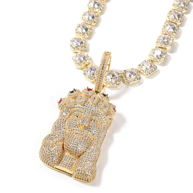 

Хип-хоп 3A + CZ камень с покрытием Bling Iced Out Big JESUS PIECE подвески ожерелья для мужчин рэпер ювелирные изделия Прямая доставка