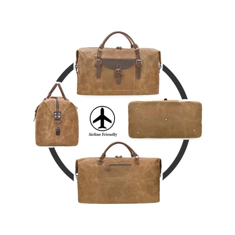 Oversized Travel Duffel Bag Waterproof Canvas Leather Weekend Carry On for Men Gym Sport Vacation Gift