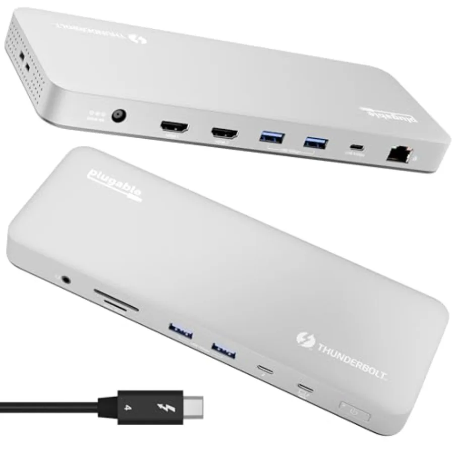 

Док-станция Thunderbolt 4 для MacBook Air Pro M4/M5: зарядка 100 Вт, бездрайверная док-станция для ноутбука с поддержкой 4K HDMI, два монитора или один монитор