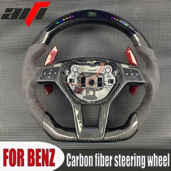 For Mercedes Benz AMG W176 W204 W212 W207 W208 W463 CLS63 E63 LED Perforated Leather Customized Carbon Fiber Steering Wheel
