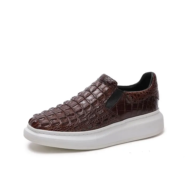 BATMO 2023 new arrival Fashion Crocodile Skin causal shoes men,male Genuine leather shoes PDD25