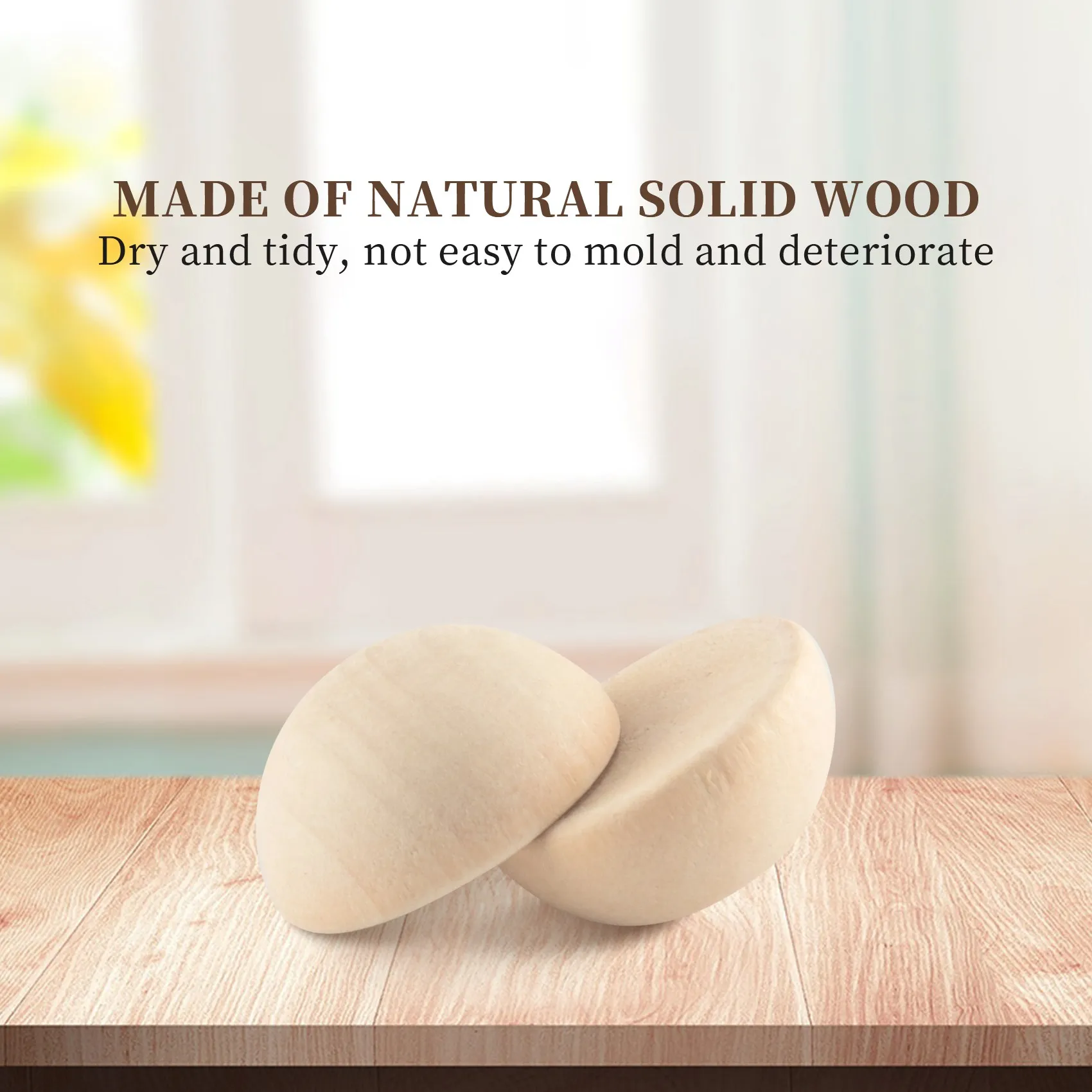 【売れ筋！】100個 20mm ハーフウッドビーズ、未完成の分割天然ラウンドウッドボール ルースビーズ DIY クラフト クリスマス用