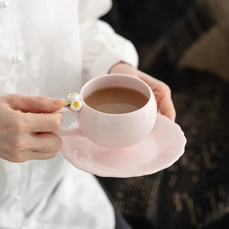 2026 Original Coffee Mug Pinched Flower Ceramic Milk Cup Afternoon Tea Luxury Cute Girlish Breakfast Cup Creative High Value