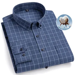 Nuova camicia da uomo in puro cotone 100% manica lunga classica Versatile morbida traspirante Casual Fashion Business camicia sociale da uomo S-7XL