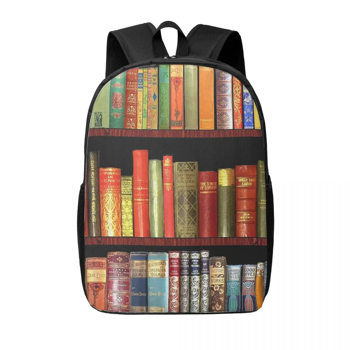 

Bookworm Antique Book Library Shelf Woman Backpacks Boys Girls Bookbag Students School Bags Portability Rucksack Shoulder Bag