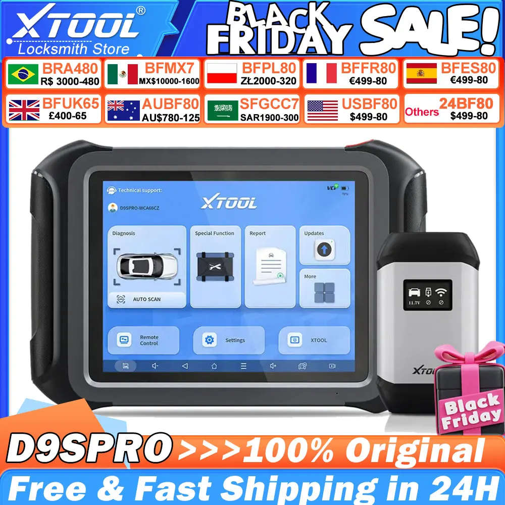 XTOOL D9SPro Car Diagnostic Tools Topology Map ECU Coding Key Programming Active Test 42+ Resets CAN FD DoIP Upgraded of D9Pro