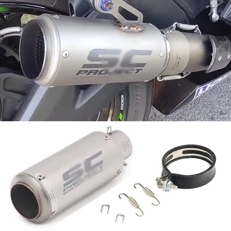 

Универсальная выхлопная труба мотоцикла 51/60 мм, прямая выхлопная труба, подходит для Yamaha Kawasaki Racing Moto GP Project, вентиляционная труба
