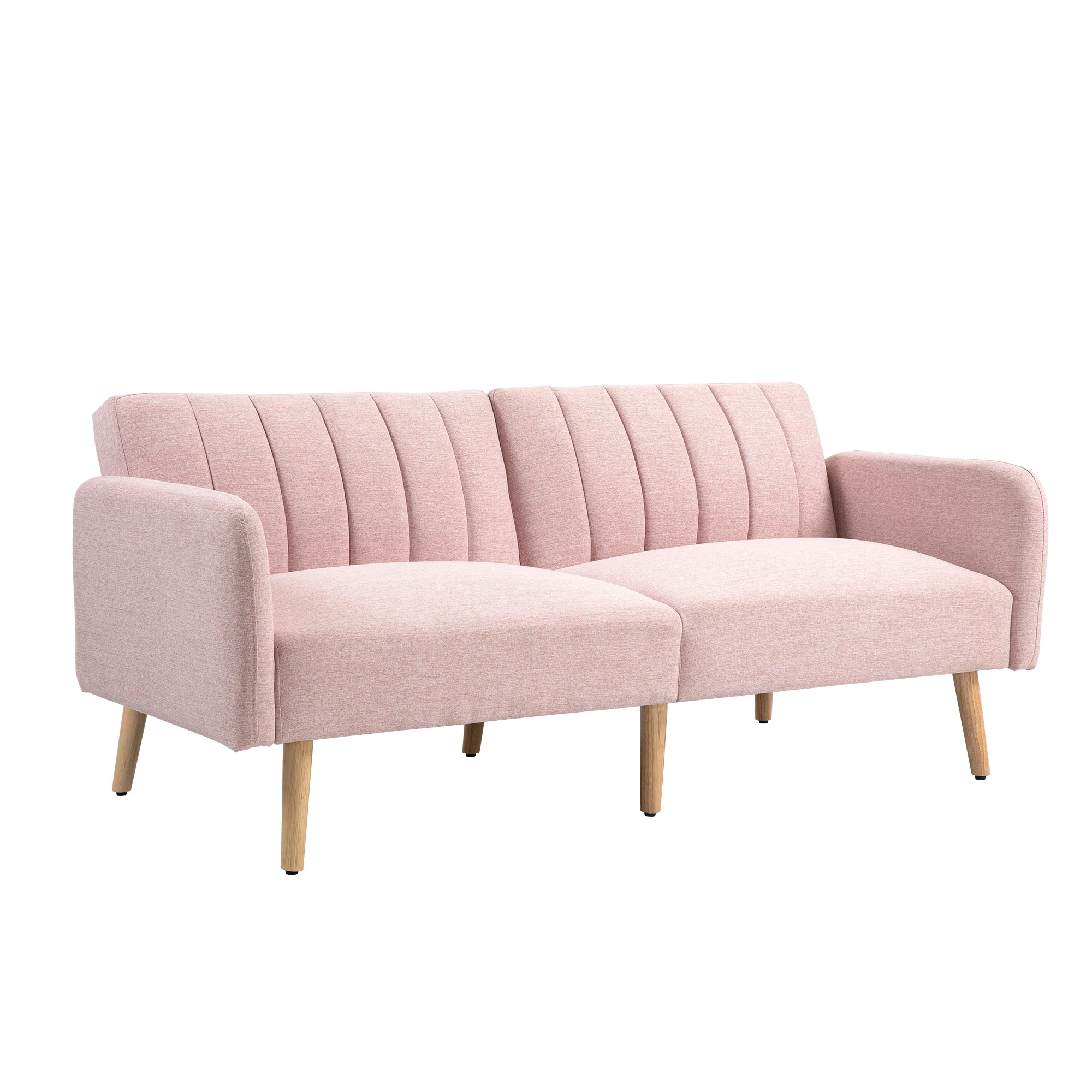 HOMCOM Sofá Cama de 2 Plazas Tapizado en Lino Sintético con Respaldo Ajustable y Reposabrazos Desmontables 173x75x73 cm