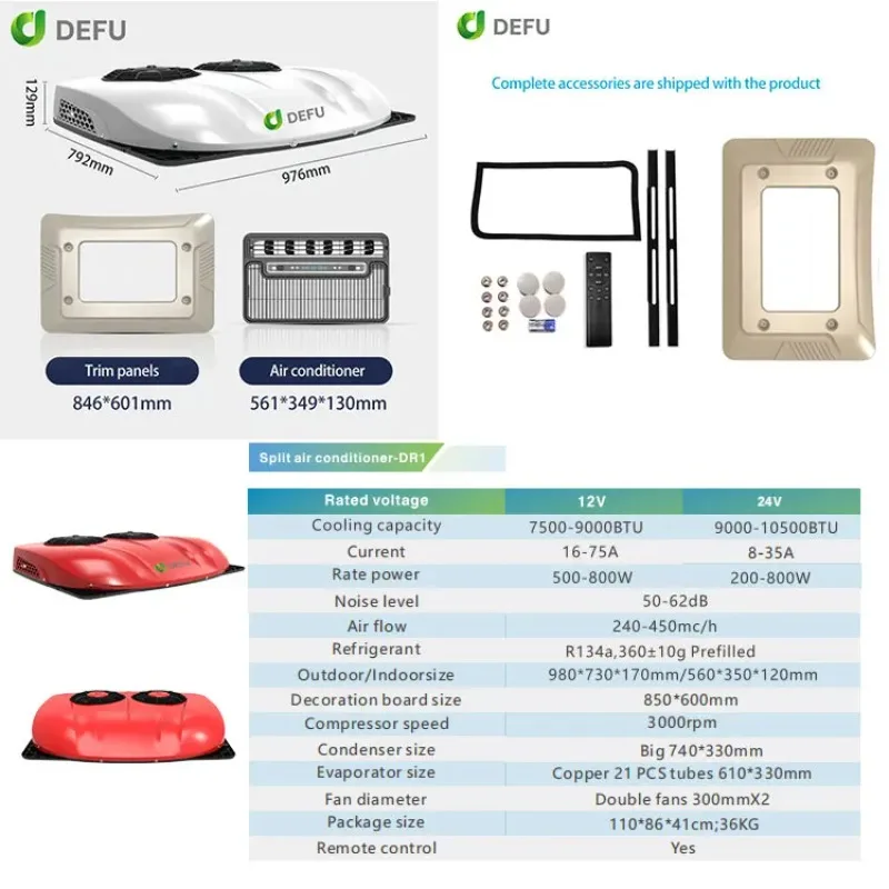 مكيفات الهواء الكهربائية لبطارية السيارة ذات الكفاءة العالية على السطح 12 فولت 24 فولت لشاحنة فان #3