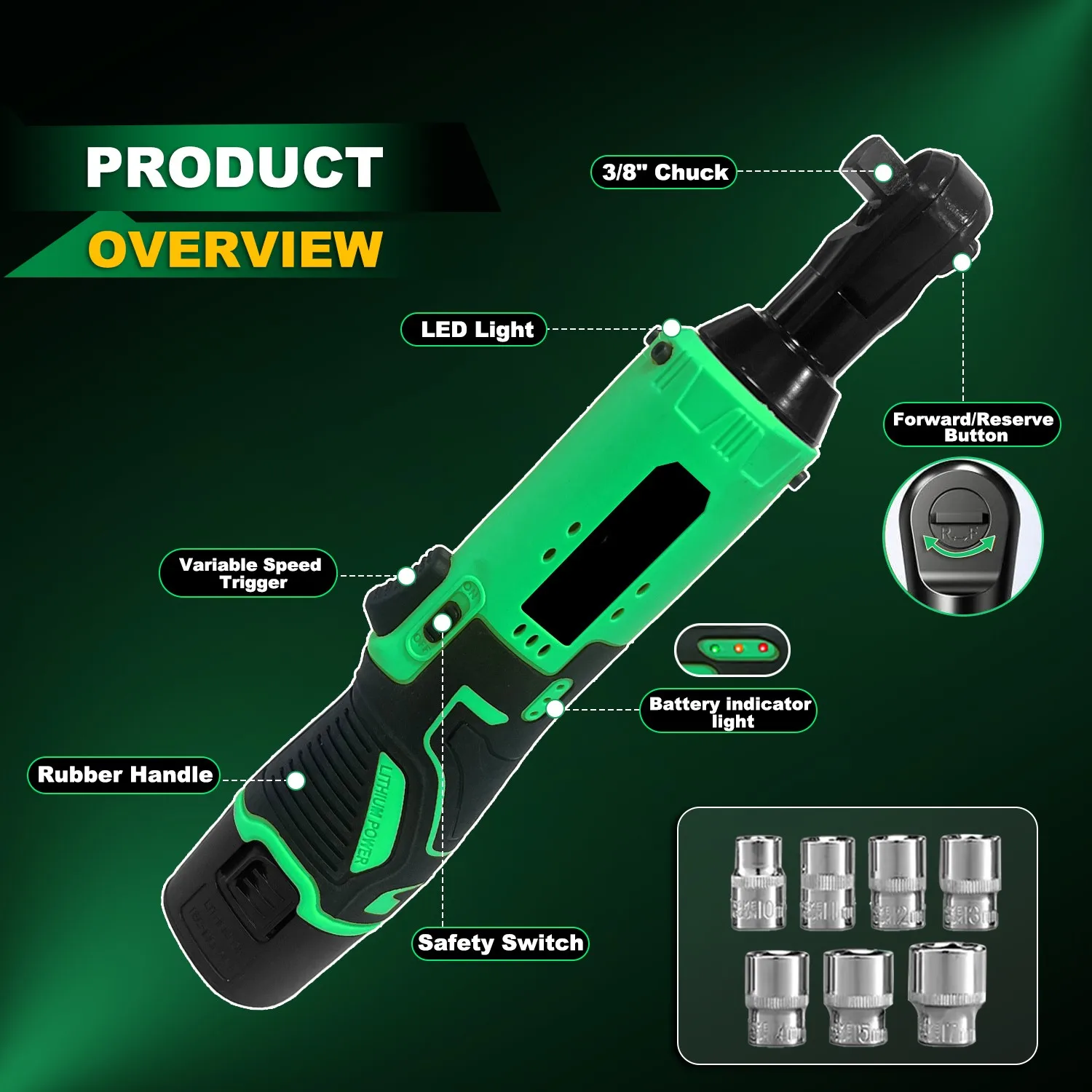 Local US Warehouse 12V Ratchet Wrench DIY Grade Electric Impact Wrench with 45nm Torque for Car Battery Powered