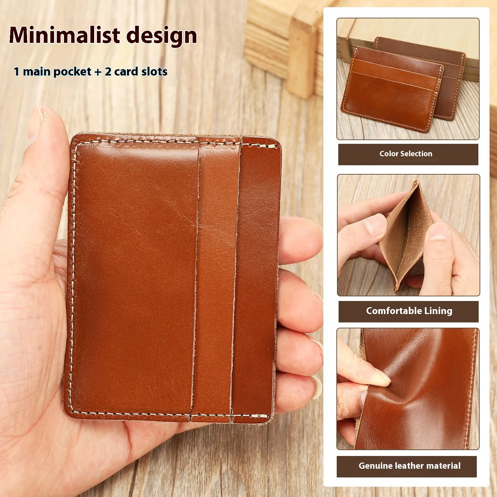 

Кожаный держатель для карт Crazy Horse, винтажный кошелек ручной работы из воловьей кожи с верхним зерном, минималистичный чехол для кредитных карт с блокировкой RFID для мужчин