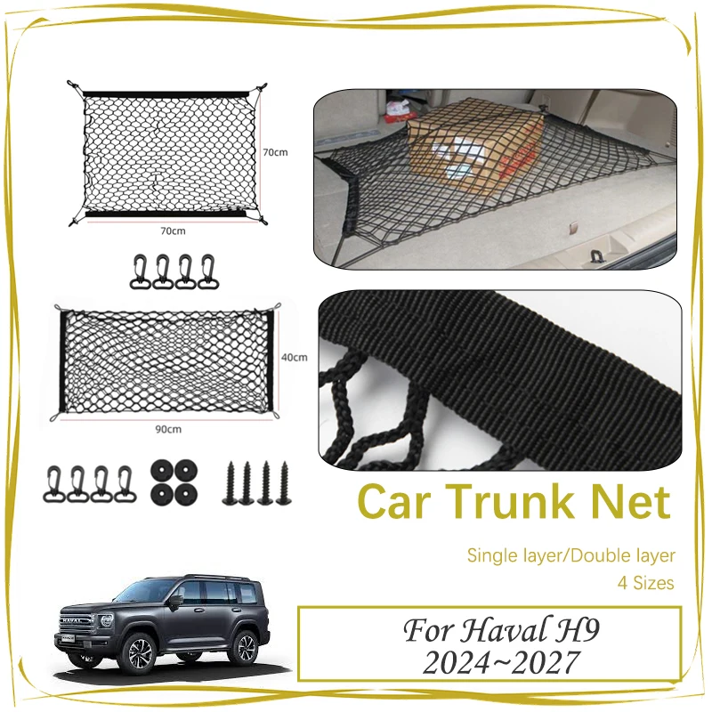

Car Rear Trunk Net For Haval H9 MK2 2024 2025 2026 2027 Nylon Elastic Mesh Storage Back Cargo Bag Organizer Net Auto Accessories