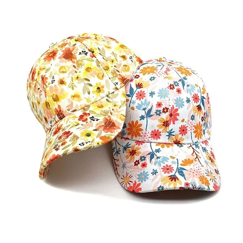 Four Seasons Polyester Print Casquette Baseball Cap Adjustable Outdoor Snapback Hats for Women 22