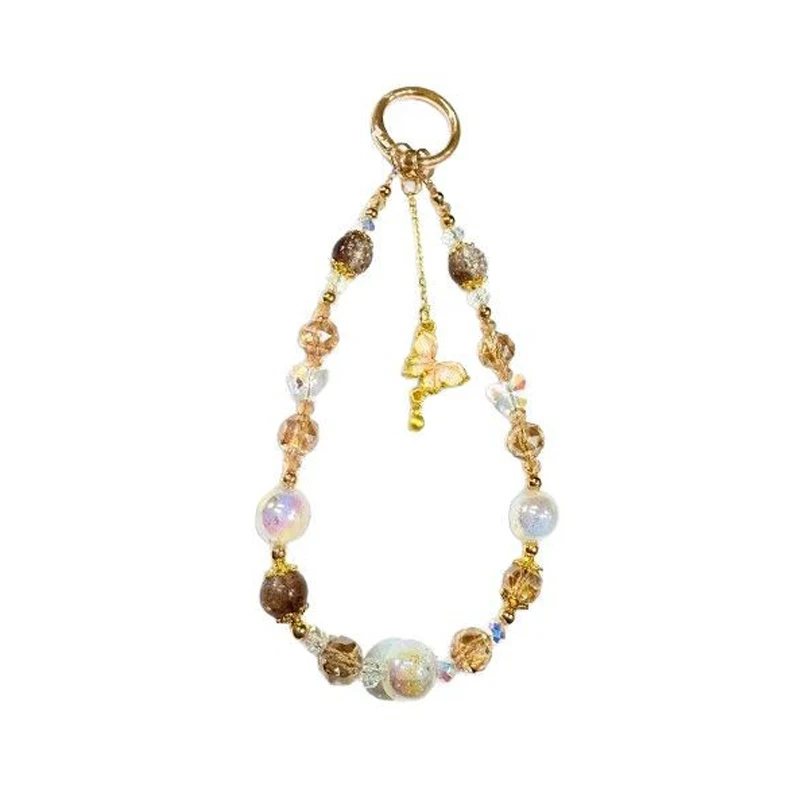 اليدوية حبة قصيرة الهاتف المعصم سلسلة الذهب احباط عقد بحلية متدلية على شكل فراشة ضوء فاخر كريستال الهاتف الحبل لمنع فقدان العالمي