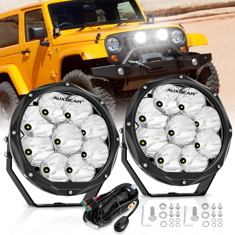 7 Inch 90W LED Driving Work Lights 6000K Round Spot Light IP68 Waterproof Projector Lamp For Pickup Offroad SUV