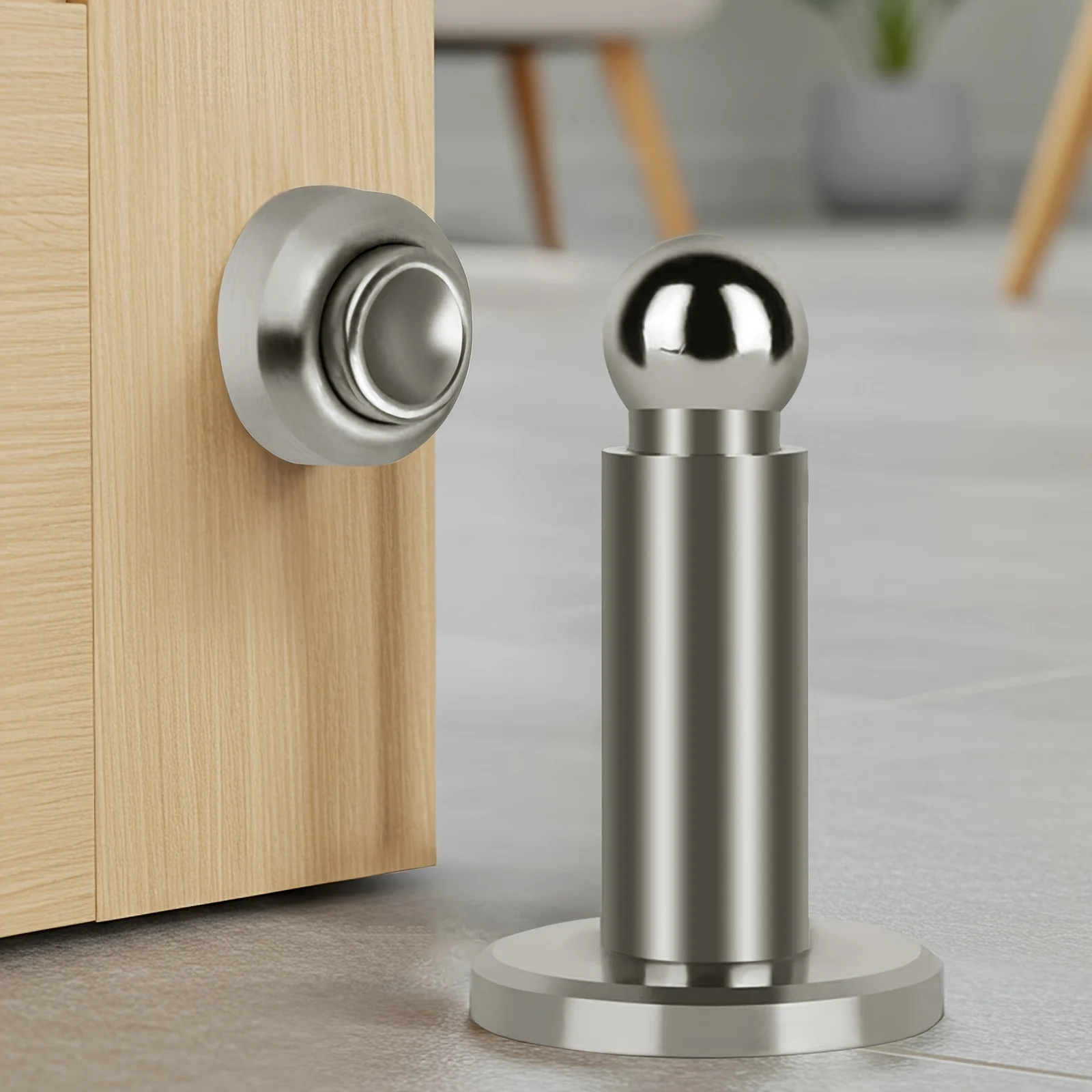 1 Buah Penahan Pintu Magnetik Dapat Disesuaikan Penahan Pintu Anti-tabrakan Penahan Pintu Rumah Tangga yang Dipasang di Lantai Perlengkapan Pintu