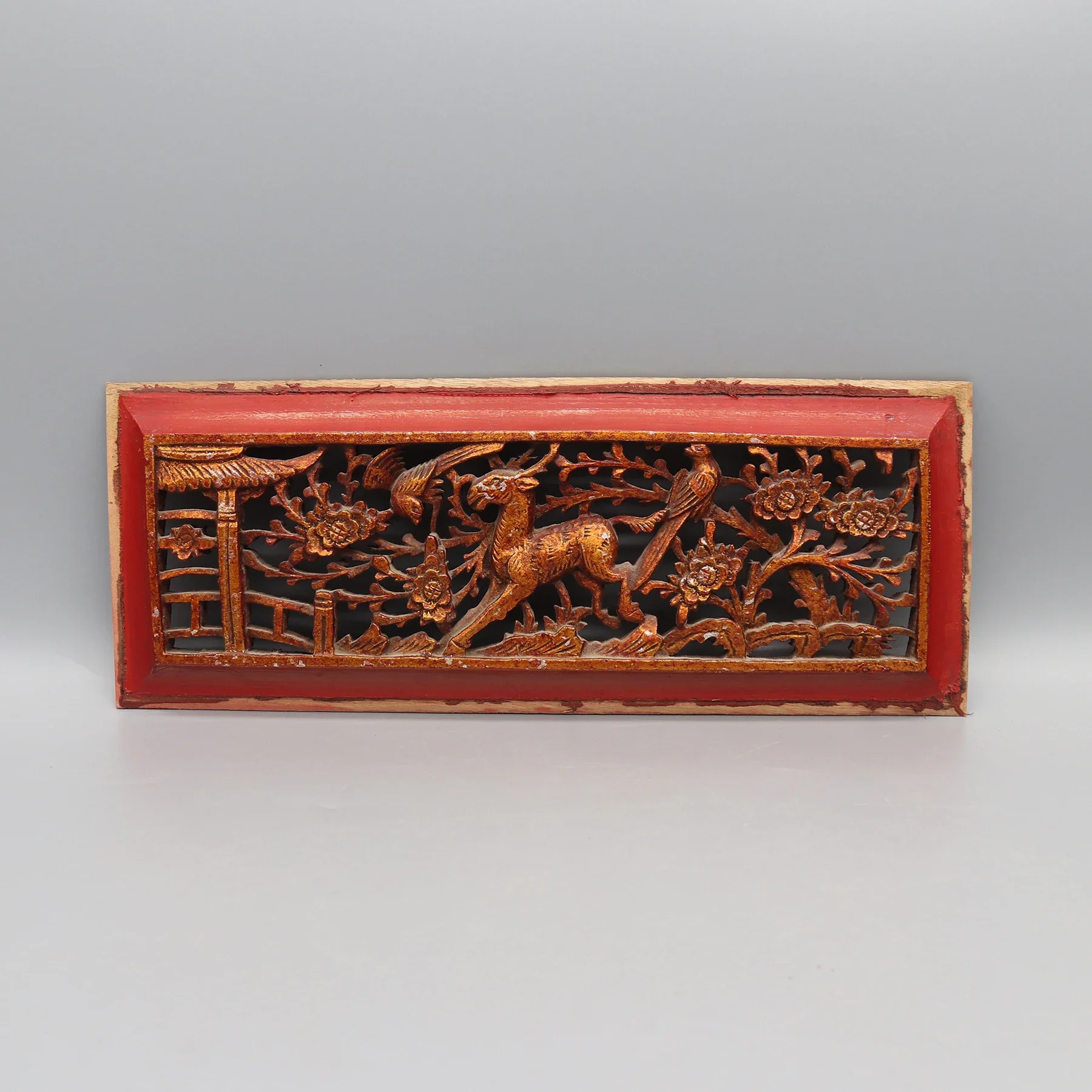 Set of 4 Old Wooden Carving Panels from Canopy bed, Chinese Antique, Hand Carved, Wall Decoration