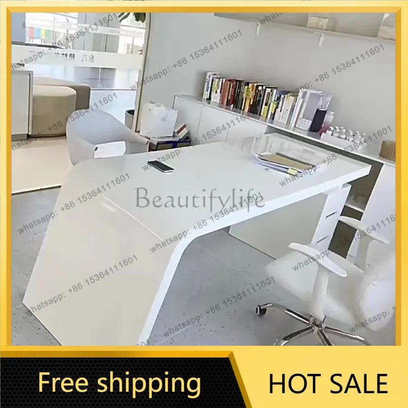Desk simple modern negotiation reception desk white computer interview table
