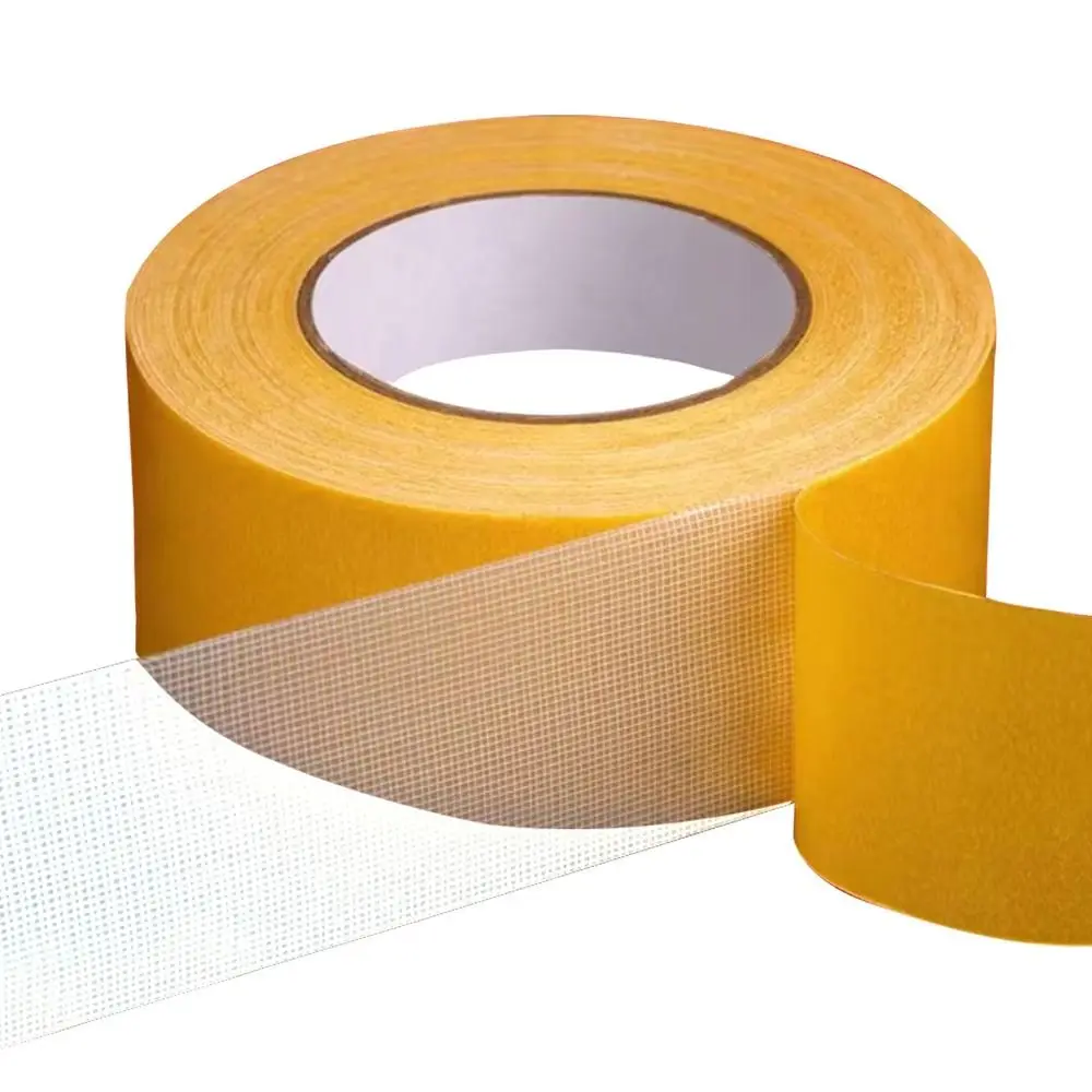 10/20m Heavy Duty Double Sided Tape High Viscosity Waterproof Carpet Tape Removable Cloth Base Mesh Grid Fabric Tape