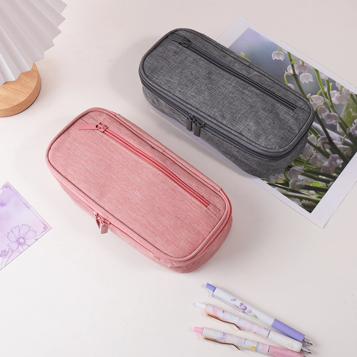 Boîte de rangement multi-couches simple, trousse à crayons portable à fermeture éclair, rangement pour fournitures scolaires et de bureau, fournitures de rentrée scolaire