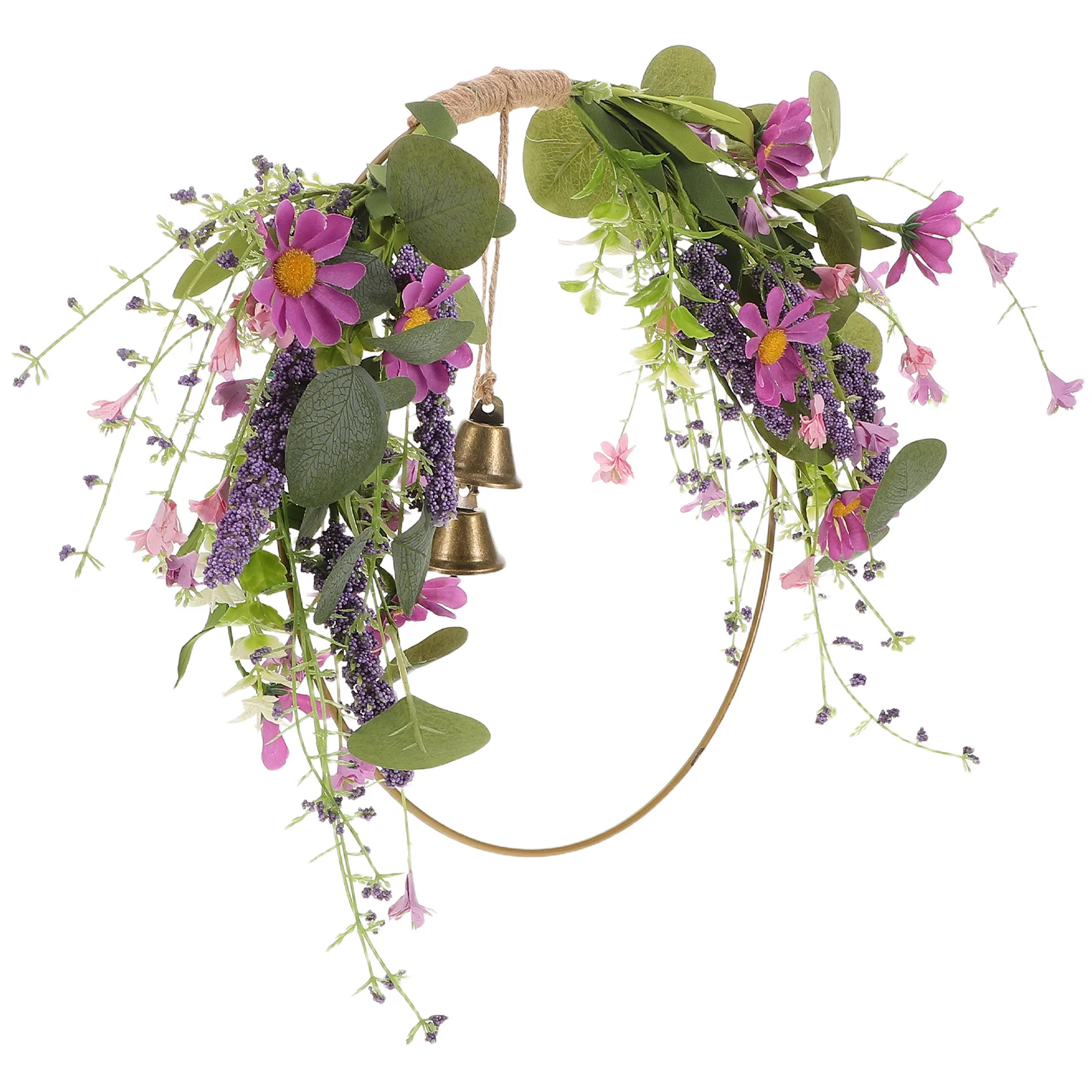 

Spring Artificial Wreath with Daisies and Lavender Flowers for Door Wall Cabinet Kitchen Decor Romantic Holiday Gift Idea