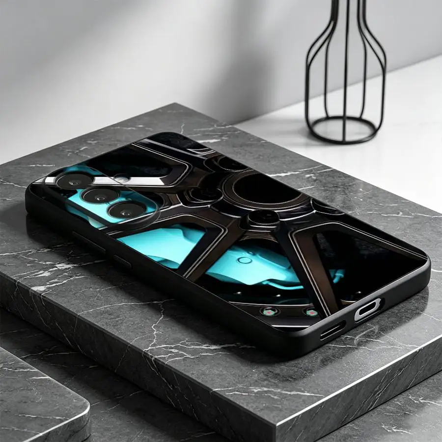 Case for Samsung Galaxy A57 A37 A73 A51 A52 A36 A55 A25 A17 A06 A23 Phone Cover A70 A13 A50 A12 A41 Turquoise Car Wheel Close
