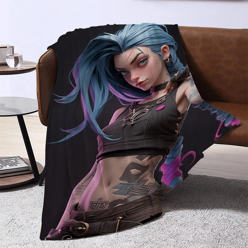 League of Legends Arcane Jinx Sofa Blankets and Bedspreads Bedspread on the Bed Blanket Double Furry Winter Knee Warm Baby Thick