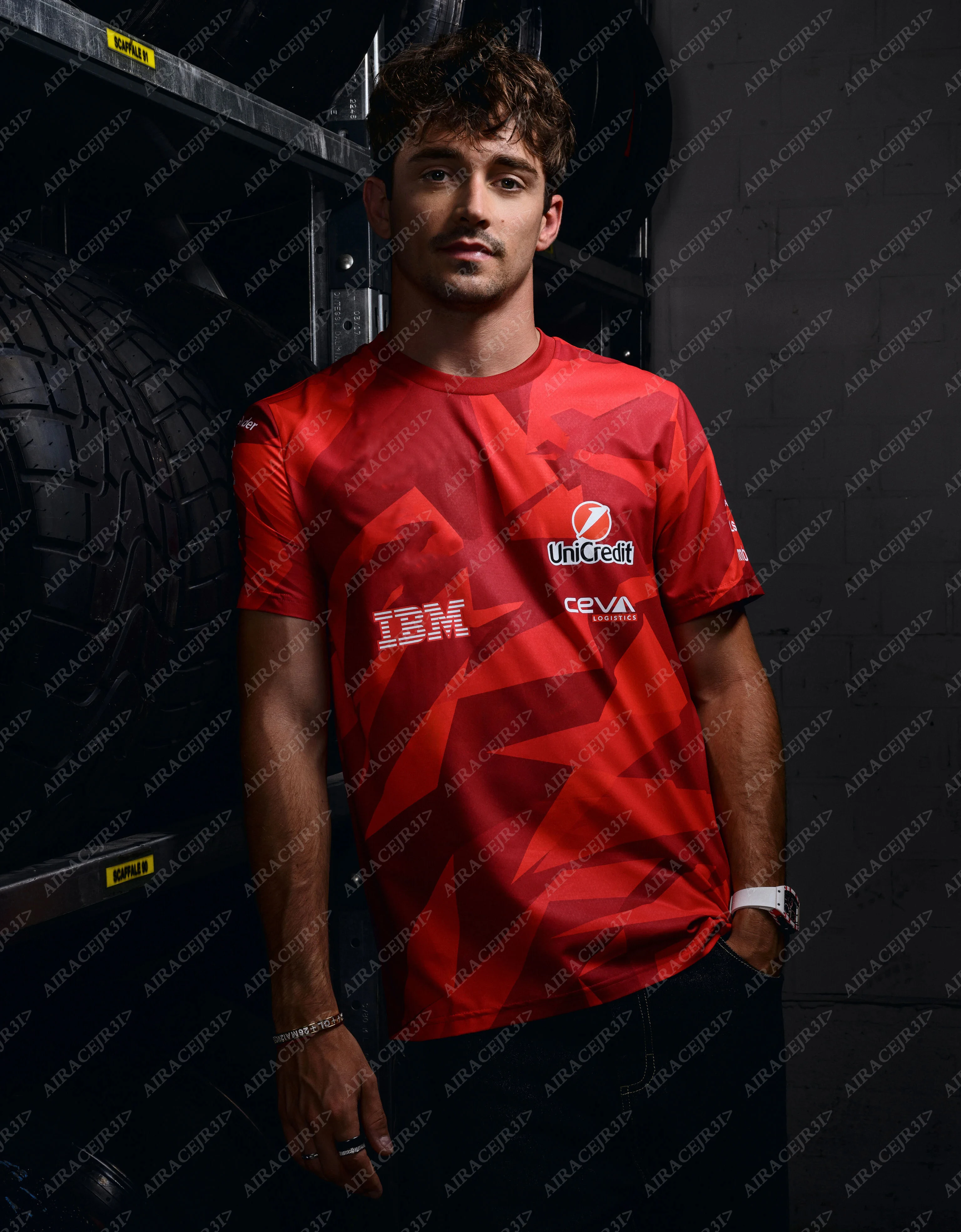 For Ferrari Hamilton Leclerc One Racing Las Vegas Special Edition T-shirt Motorsport Official Red Summer Quick Dry Not Fade view 3
