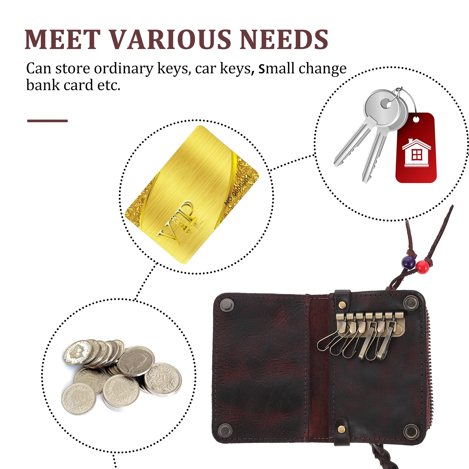 Case Driving Licence Bag Zipper Key Pouch Storage Coffee Protect Scratch Key Bag Household