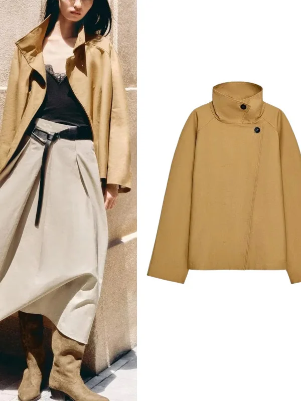 

Casual Sle Cotton Long Sve Windbreaker irt Outerwear New Arrival Autumn Women's Faion Coat 3833243 Comfortable Fit