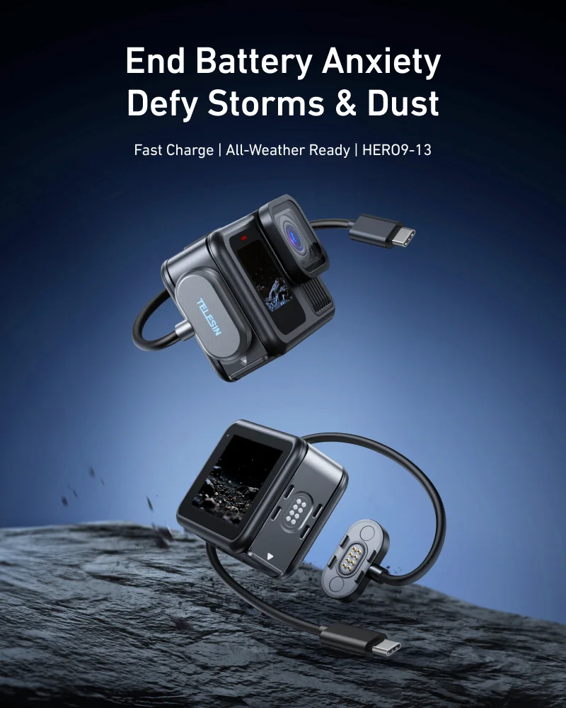 TELESIN Magnetisches Wasserdichtes Lade-Seitenabdeckungs-Kabel-Set Typ-C Ladeanschlussabdeckung Leicht Entfernbar Für GoPro Hero 9 10 11 12 13 – Detail 1
