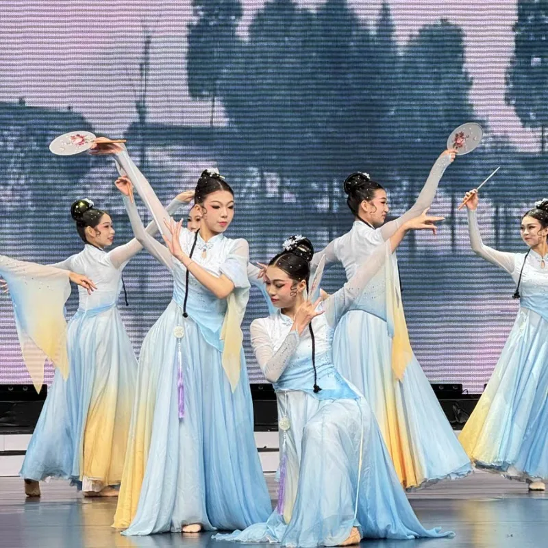 Chinese Style Elegant Big Skirt Art Test Costume Children's Classical Dance Costume