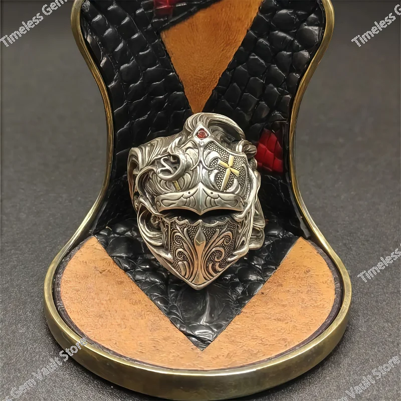 

New Knight Helmet Armor Ring Exquisite Carved Retro Trendy Men Finger Rings Punk Vintage Male Jewelry Gift