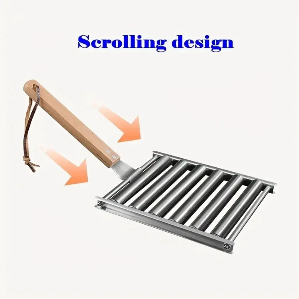 BBQ Sausage Grill Roller Barbecue Picnic Camping Grill Hot Dog Grills Stainless Steel Sausage Roller Hot Dog Grill