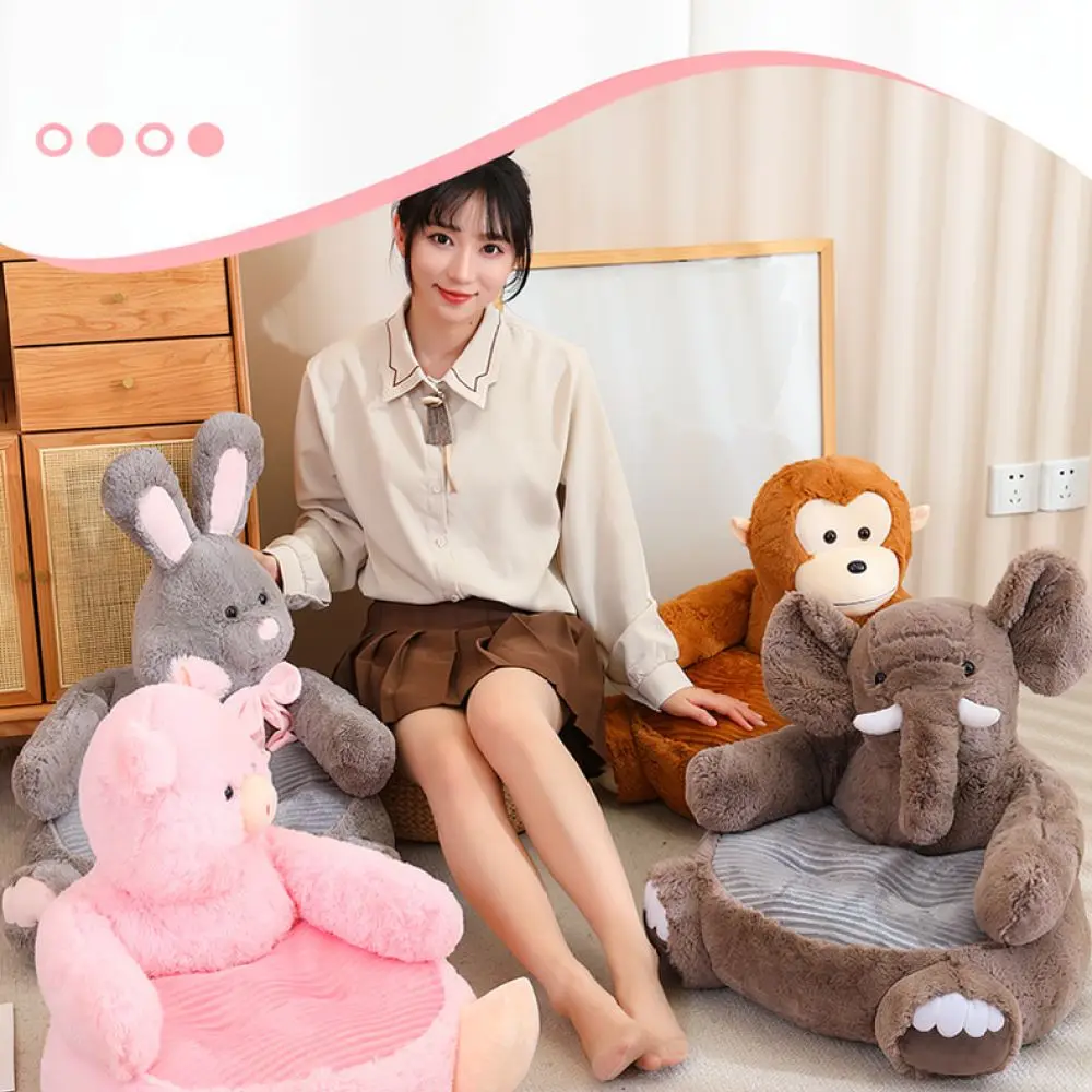 Cute Animal Shaped Kids Lazy Sofa Soft Plush Seat Toddler Resting Chair Breathable Cushion For Living Room Bedroom Decor
