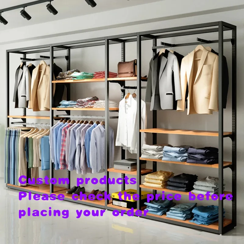custom.Multi-Layer Men's Clothing Rack Floor-Standing Iron Art Hanger with Painted Surface Clothing Stores