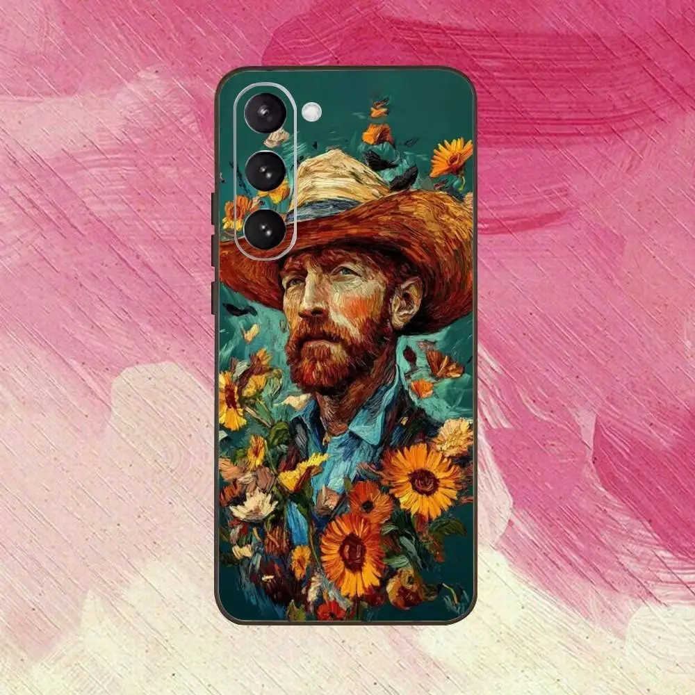 حافظة هاتف فان جوخ مطلية بزيت لهاتف سامسونج جالاكسي A73، A72، A71، A70، A53، A52، A51، غطاء أسود ناعم آخر #6