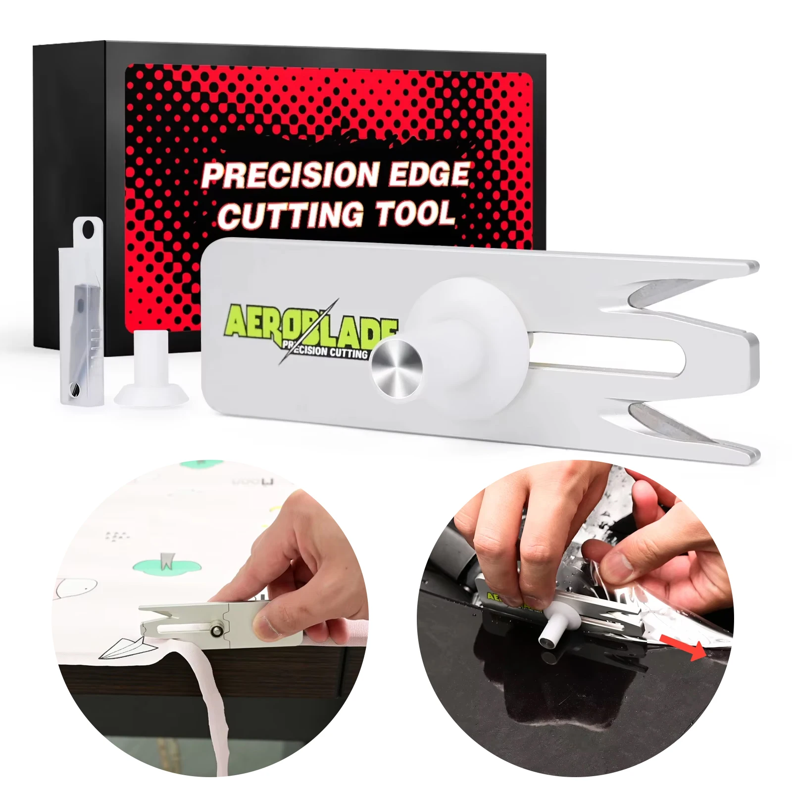 EHDIS Dual-Blade Micro Precision Cutting Tool Car Carbon Fiber Vinyl Color Wraps Paper Window Tinting Film Edge Trimming Knife