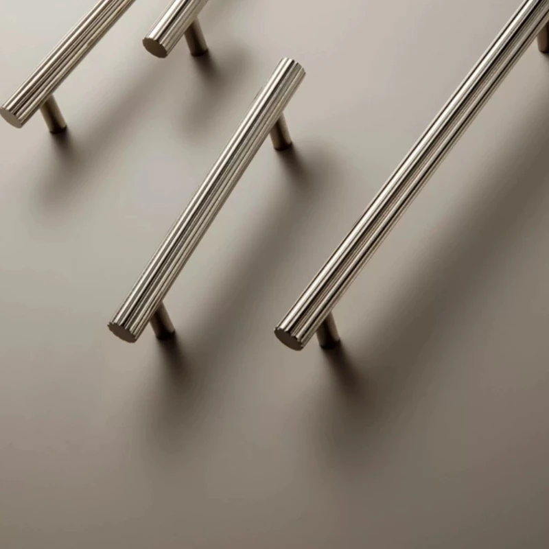 Titanium Silver Kitchen Handles Modern High-end Handles for Furniture Solid Brass Semi-circle Drawer Pulls Kitchen Cabinet Knobs