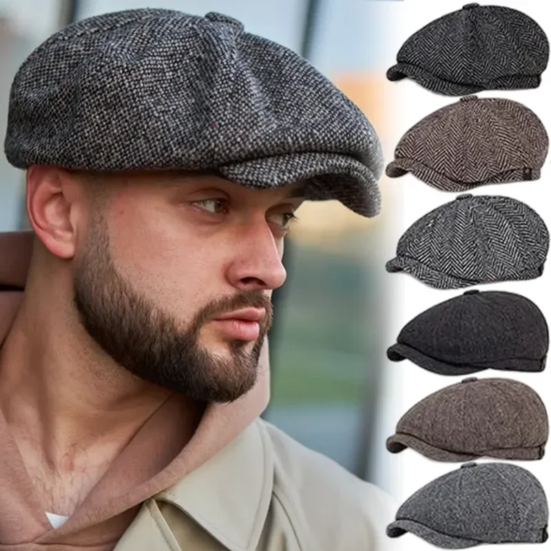 Vintage Men Casual Newsboy Hat Spring Summer Retro Beret Hat Wild Casual Hats Unisex Octagonal Cap Fashion Hip Hop Caps Gorras