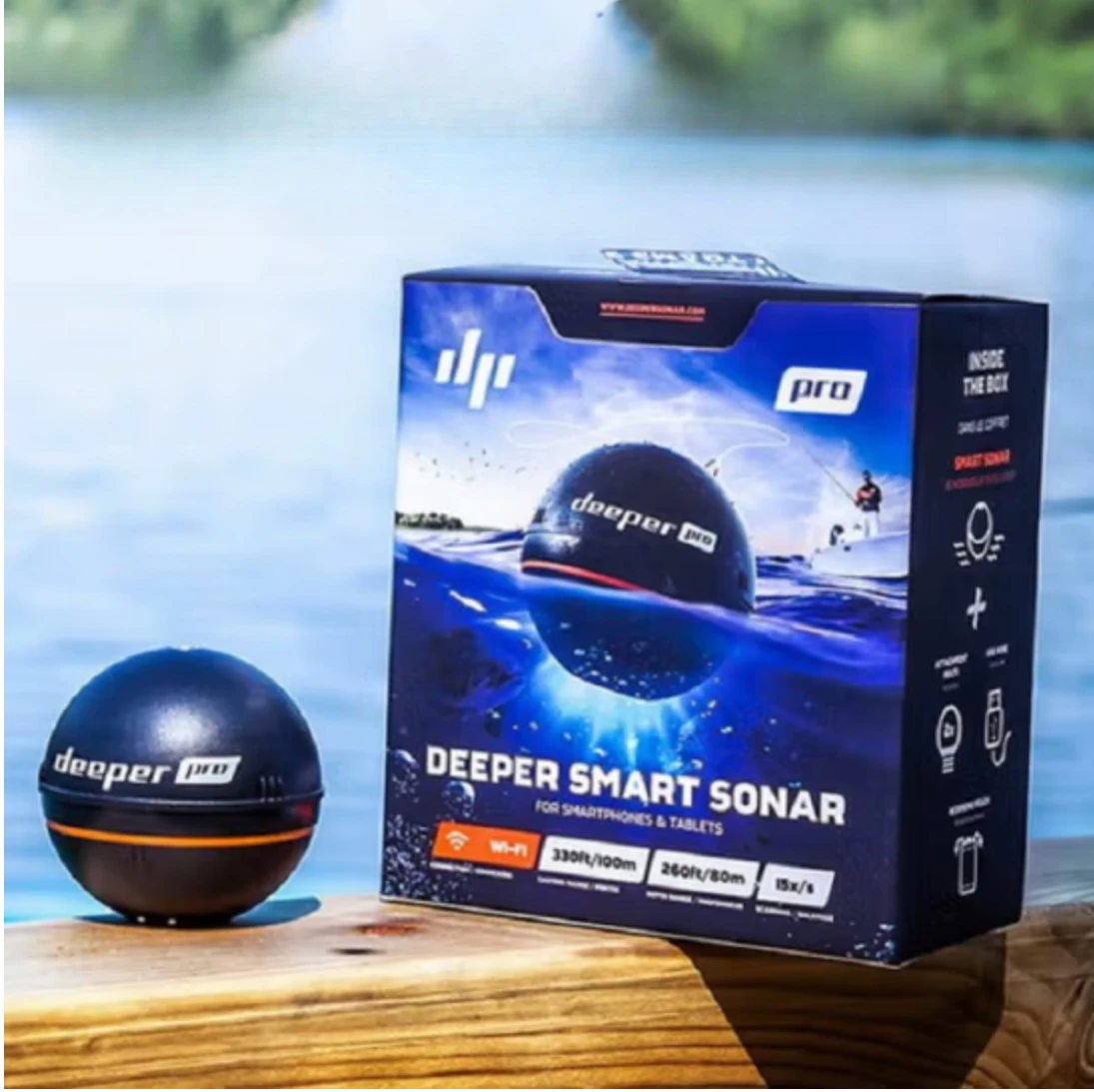 

2025Deeper Wireless Fish Finder W/ Attracting Light Lamp Portable Rechargeable Locator Depth Wireless Sonar Sensor