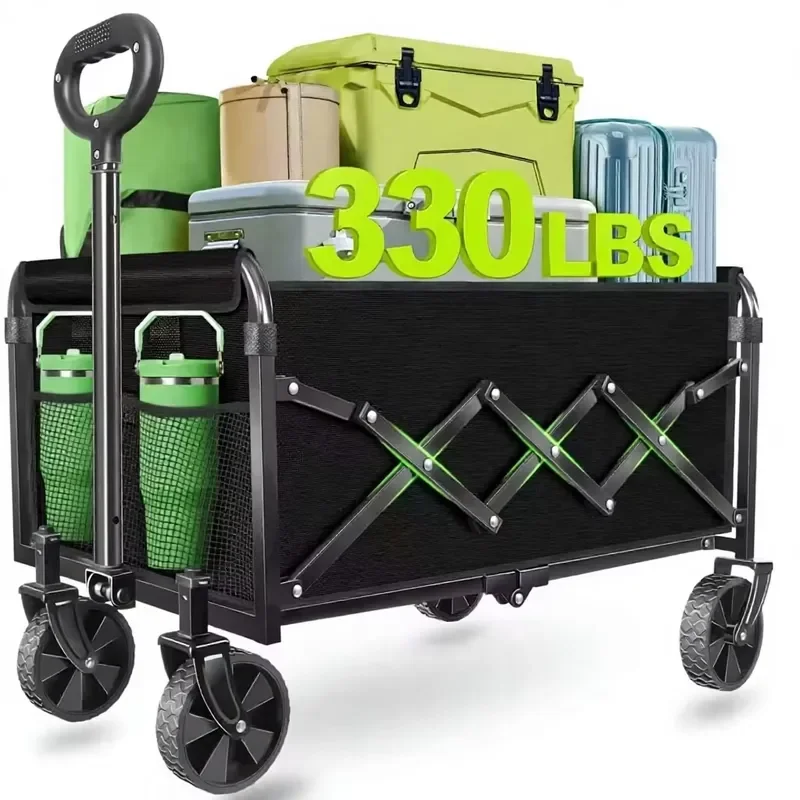 for CE Alloy Steel Foldable Collapsible Wagon Cart with Wheels Portable Lightweight for Sports Camping Storage Travel