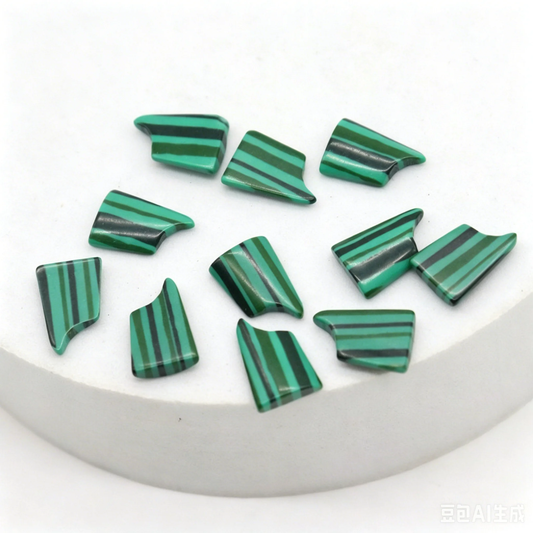 Fashion Ice Cream Shaped Natural Malachite Loose Stone DIY Craft Accessories For Pendant Earrings Necklace Making