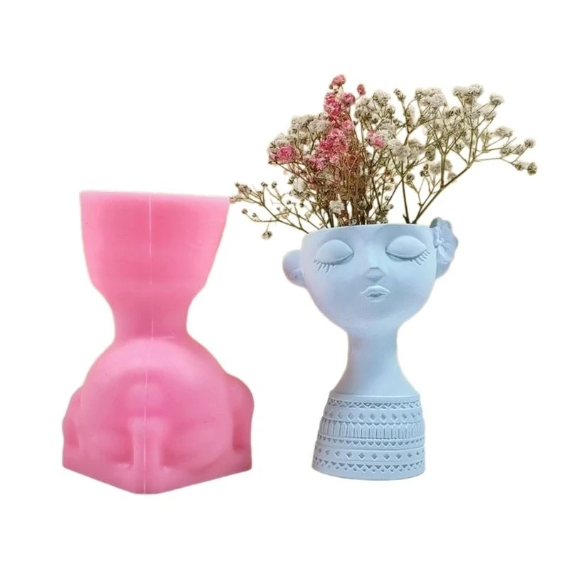 

652F Silicone Figurine Mold Flowerpot Moulds Lovely Girl Shaped Clay Moulds Silicone Hand Making Molds Vase Making Molds