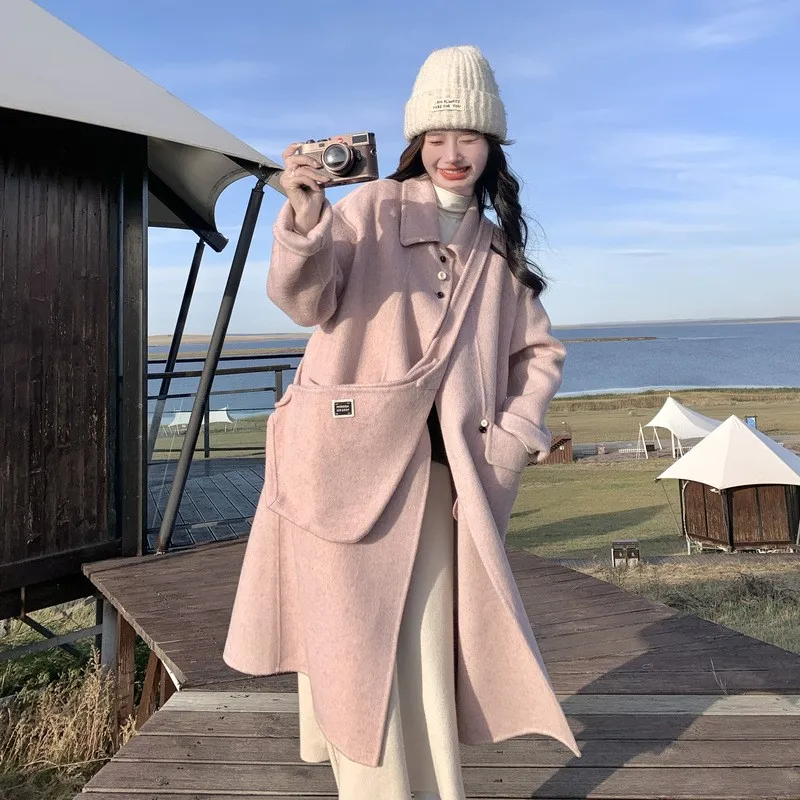 

A new youthful versatile comfortable skin-friendly casual and fashionable long woolen coat