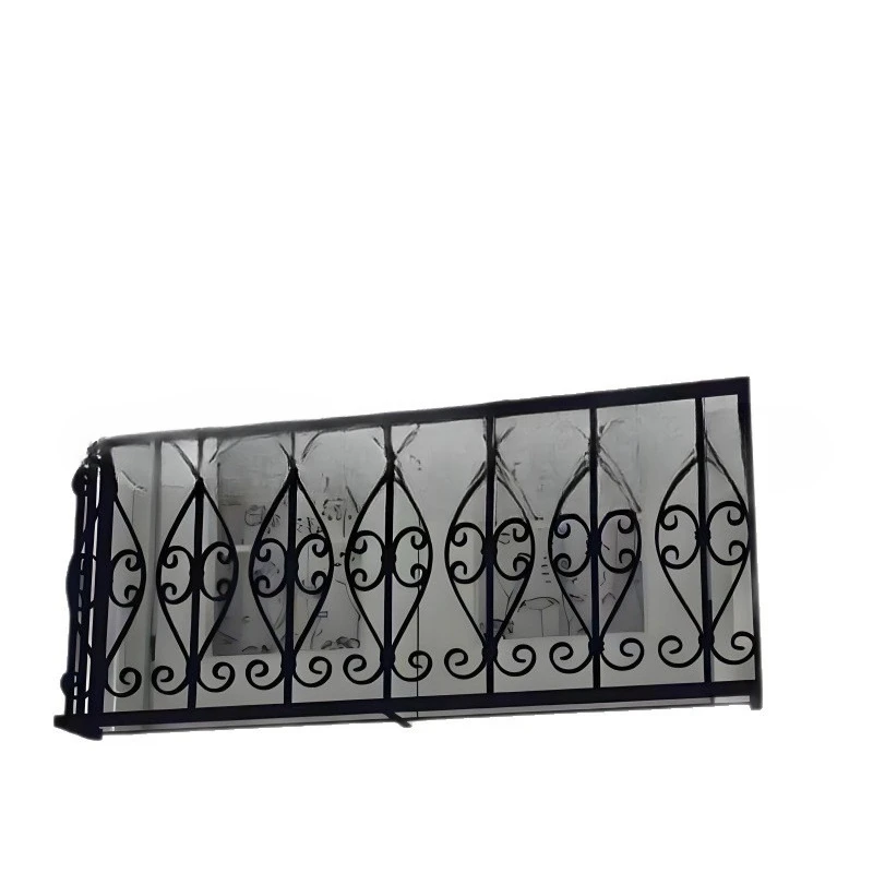 High-end wrought iron curved outer expansion balcony guardrail European retro wrought iron railing