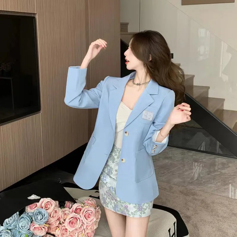 2024 Early Spring Korean Style Wear Light Luxury and High End Fashion Korean Drama Suit Coat Half Skirt Set Two Piece Set